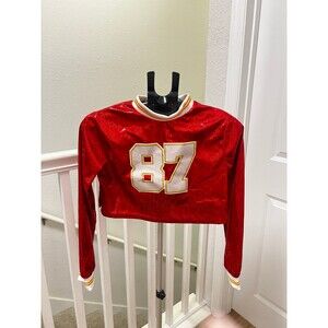 Travis Kelce & Taylor Swift Inspired KC Chiefs 87 Long Sleeve Sparkly Top Size S